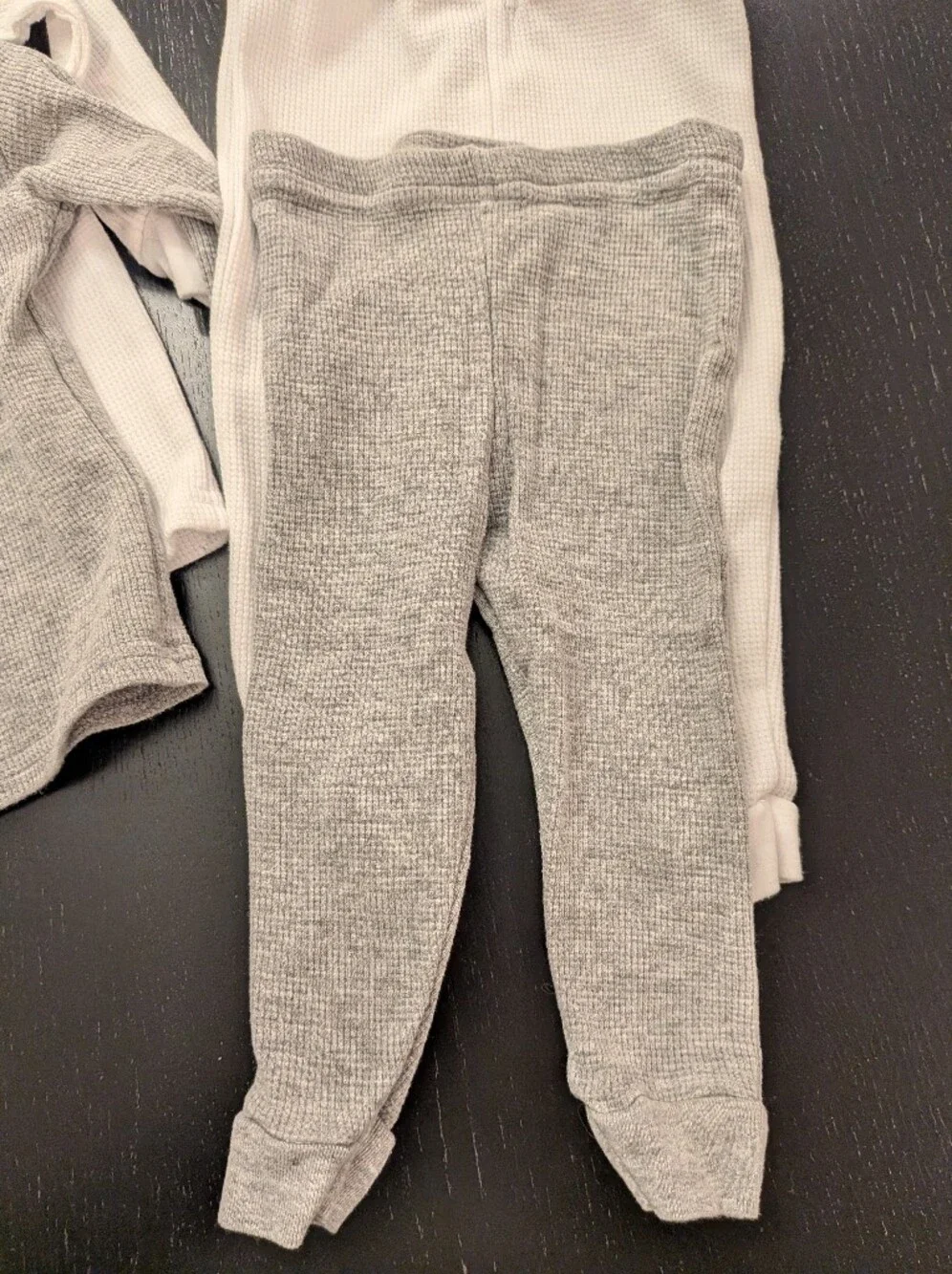 Neutral Gray & White Waffle Knit Two-Piece Set